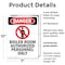 Signmission Boiler Room Authorized Danger Sign, Plastic, 7in W x 10in L, 2PK OS-2PACK-DS-P-710-V-1048 - alternate 6